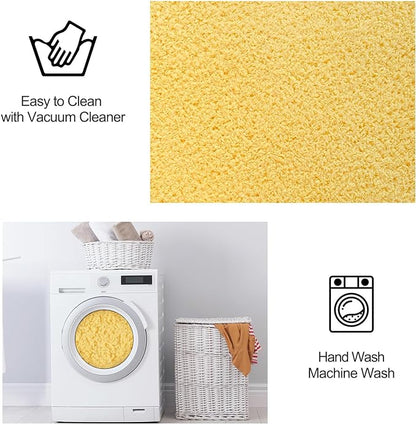 Area Rugs for Bedroom Living Room, 4x6 Yellow Super Soft Comfy Thickened Memory-Foam Indoor Carpets, Modern Aesthetic Minimalist Carpet for Boys Girls Adults Apartment Nursery Home Décor