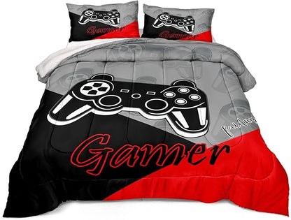 Gaming Comforter for Boys Teen Game Contoller Bedding Set for Kids Down Alternative Comforter for All Season Gamer Home Decor for Comforter Set Twin Size,1 Comforter with 1 Pillowcase