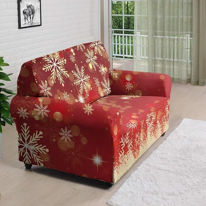 FKELYI Christmas Snow Sofa Slipcover Stretch Sofa Couch Cover for Living Room Non-Slip Furniture Protector Washable Sofa Slipcovers M