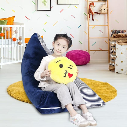 Stuffed Animal Storage Bean Bag Chair Cover, Velvet Canvas Blue Denim Plush Toy Storage Stuff and Sit Seat for Kids/Teens/Adults, 52" x 31" Extra Large Triangle Sofa, 200L/52Gal, Cover Only