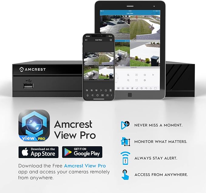 Amcrest NV4108E-A2 4K 8CH POE NVR (1080p/3MP/4MP/5MP/8MP) POE Network Video Recorder - Supports up to 8 x 8MP/4K IP Cameras, 8-Channel Power Over Ethernet Supports up to 10TB HDD (Not Included)