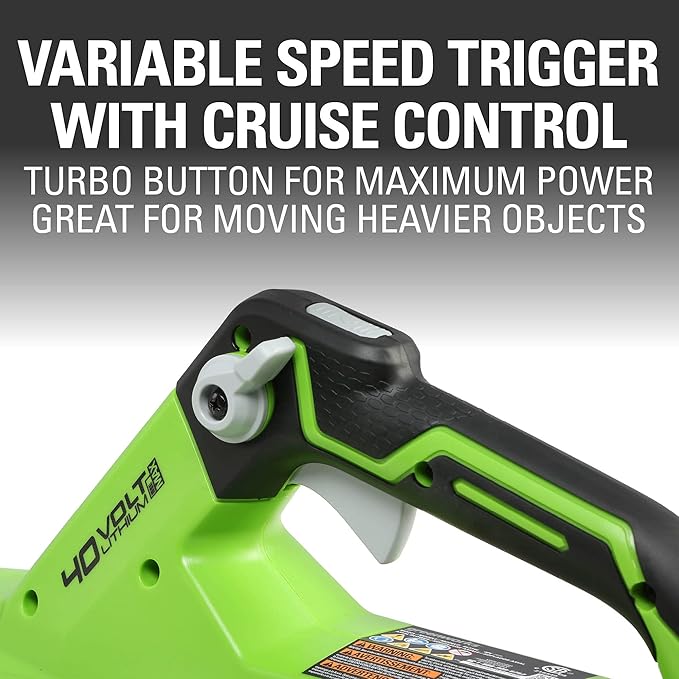 Greenworks 40V (120 MPH / 450 CFM) Axial Blower, 4.0Ah USB Battery (USB Hub) and Charger Included