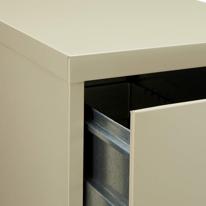Lorell 4-Drawer Vertical File with Lock, 15 by 25 by 52-Inch, Putty
