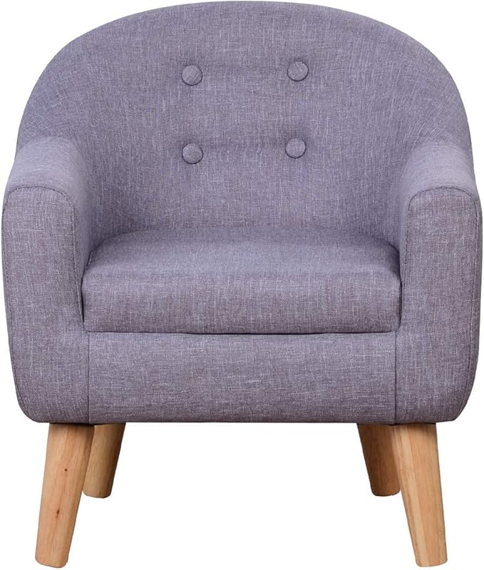 Single Linen Fabric Kids Armchair, Toddler Sofa and Couch with Wooden Legs, Children Chair Seat for Children Gift (Gray)