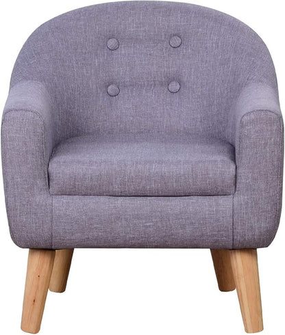Single Linen Fabric Kids Armchair, Toddler Sofa and Couch with Wooden Legs, Children Chair Seat for Children Gift (Gray)