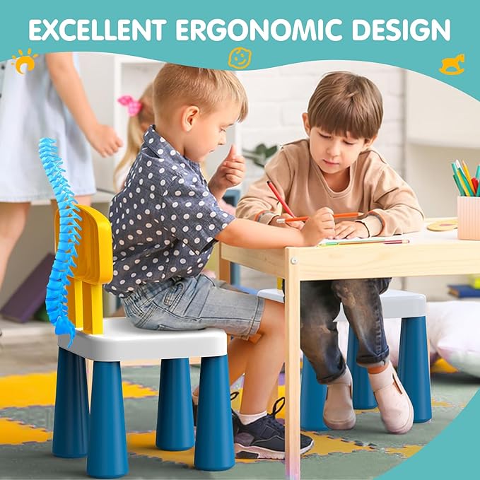 2 Pcs Plastic Toddler Chairs: Kids Chair for Table Birthday Gifts Step Stool Lightweight Indoor Outdoor School Playroom Nursery Beach Camping Activity Small Chair for Kids Boys Girls Age 3-10