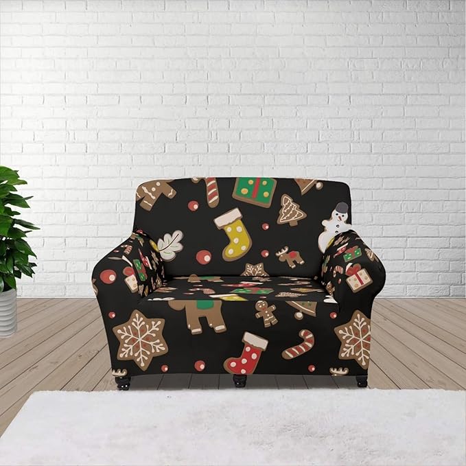FKELYI Christmas Decorations Indoor Furniture Protector Easy Going Stretch Sofa Slipcover Non-Slip Sofa Slipcovers Washable Sofa Couch Cover S