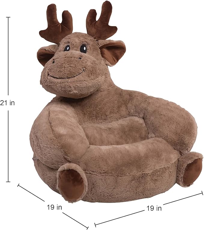 Trend Lab Moose Toddler Chair Plush Character Kids Chair Comfy Furniture Pillow Chair for Boys and Girls, 21 x 19 x 19 inches