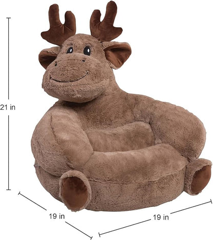 Trend Lab Moose Toddler Chair Plush Character Kids Chair Comfy Furniture Pillow Chair for Boys and Girls, 21 x 19 x 19 inches
