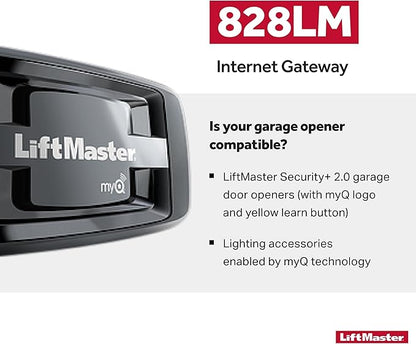LiftMaster 828LM - Internet Gateway - Only Works with LiftMaster Security+ 2.0 Garage Door Openers - Smart Control for MyQ-Enabled Devices Including Garage Door Openers & Gate Operators