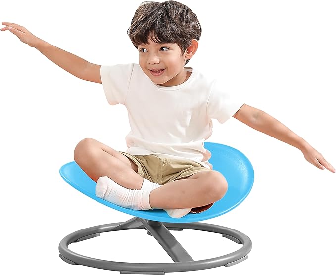 Sensory Chair for Kids Autism Sensory Products Sit and Spin Autism Toys Spinning Chair ADHD Chair Swivel Chair Training Body Coordination (Blue)