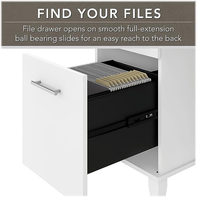 Bush SET015WH Somerset 35-Inch -41-Inch Adjustable Desk with Hutch, White