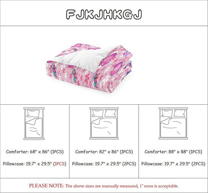 Kids Butterfly Comforter Set - Butterfly Queen Bedding Set Pink Butterflies Prints Bedding Set for Girls Room Cute Princess Bedding Set for All Season Butterfly Bed Set, 1 Comforter + 2 Pillowcases