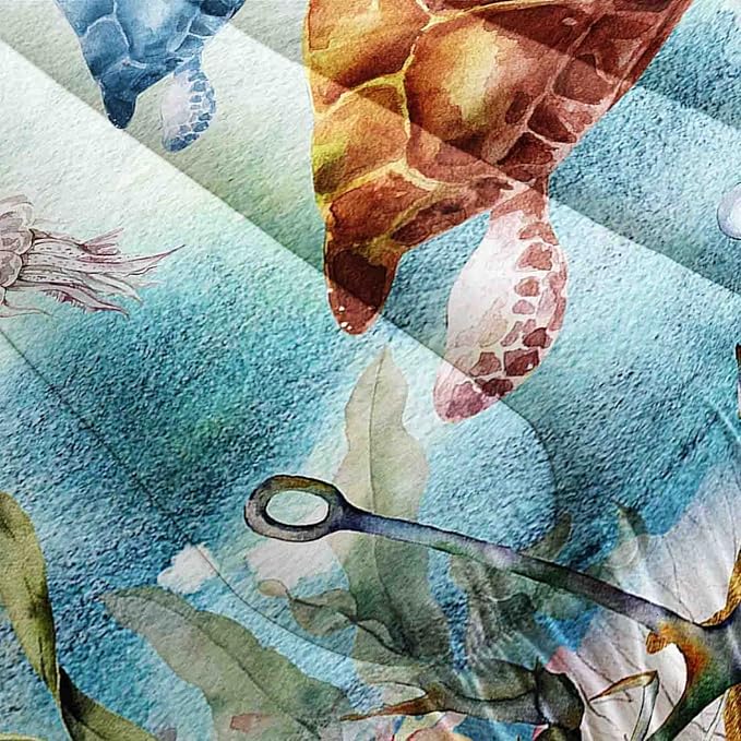 Datura home Sea Turtle Bedding Comforter Set for Boys Girls Teens Children Adults,Watercolor Sea Creatures Blue Ocean Theme Bedding Set with 1 Comforter and 2 Pillowcases(Turtle Full)