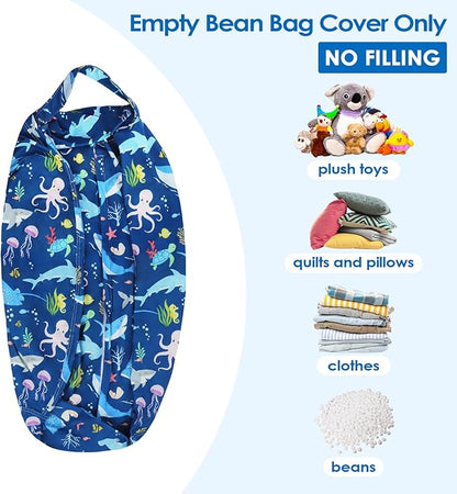 Bean Bag Chair for Kids Stuffed Animal Storage Beanbag Chairs,Toddler Toy Storage Organizer for Girls and Boys,Large 32'' Cover Only（No Filling
