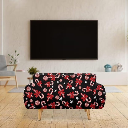 FKELYI Christmas Easy Going Stretch Sofa Slipcover Candy Cane Sofa Couch Cover Non-Slip Sofa Slipcovers Washable Furniture Protector L