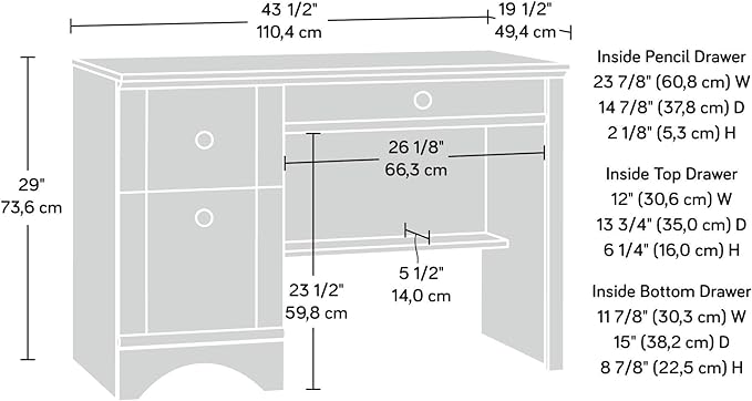 Sauder Harbor View Computer Desk, Salt Oak finish