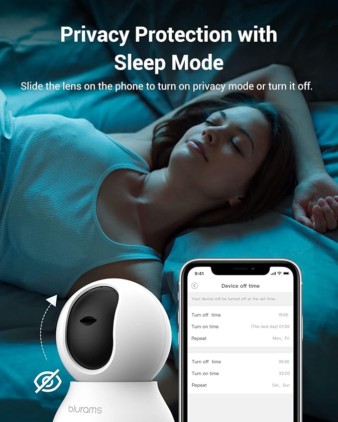 blurams Indoor Camera, 2K Pet Camera 360° Security Camera for Home Security with Phone App, Motion Tracking, 2-Way Audio, IR Night Vision, Siren, Works with Alexa & Google Assistant(2.4GHz ONLY)