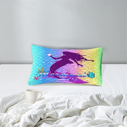 Mermaid Comforter Set Twin Fish Scale Patterns Printed Twin Bed Comforter Sets for Girls 2 Piece Kids All Season Ultra Soft MIcrofiber Mermaid Bedding Set Quilted Duvet with 1 Pillowcase, Twin Size