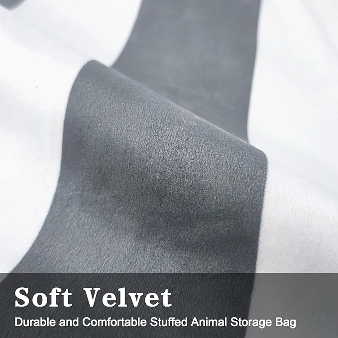 Jorbest Bean Bag Stuffed Animal Storage, Luxury Velvet Bean Bag Covers Only without Filling, Stuffed Animal Bean Bag Storage, Bean Bag Chair for Adults and Kids, (Stripe White Gray, 200L/52 Gal)