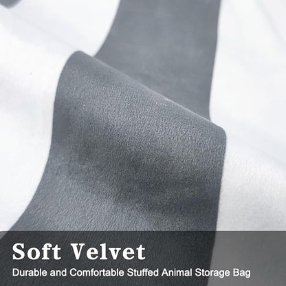 Jorbest Bean Bag Stuffed Animal Storage, Luxury Velvet Bean Bag Covers Only without Filling, Stuffed Animal Bean Bag Storage, Bean Bag Chair for Adults and Kids, (Stripe White Gray, 200L/52 Gal)