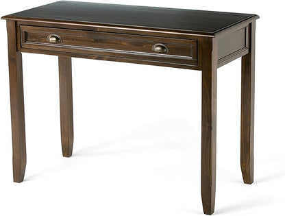 SIMPLIHOME Burlington SOLID WOOD 42 inch Wide Home Office Desk, Writing Table, Workstation, Study Table Furniture in Mahogany Brown with 1 Drawer