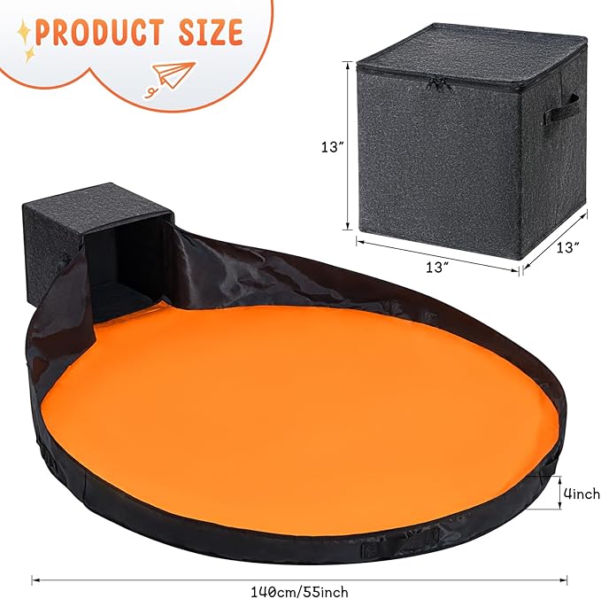 Toy Storage Organizer and Play Mat 13"x13"x13 Basket for Building Bricks Collapsible Storage Box for Kids Nonwoven Fabric Organizer Cube Bin
