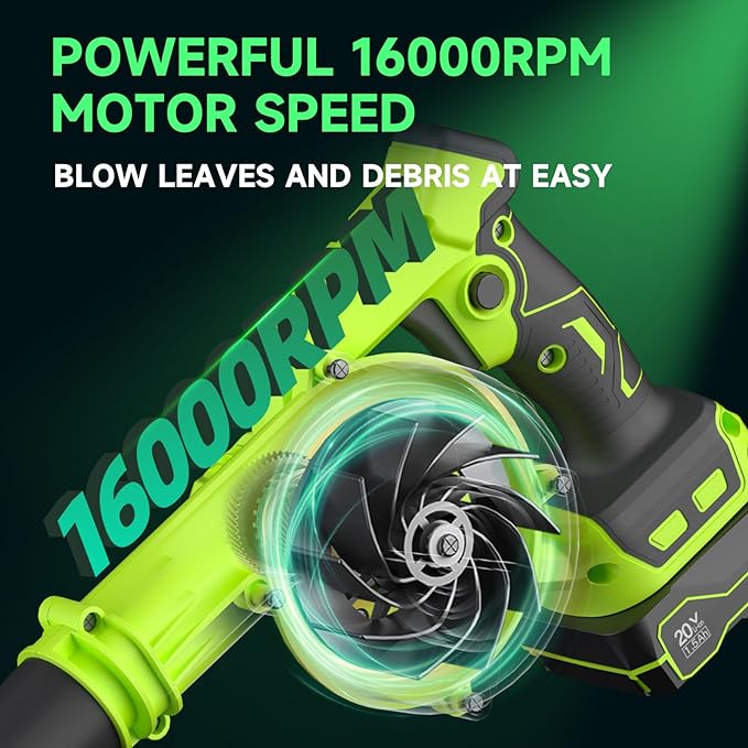 Leaf Blower Cordless with Battery and Charger, 20V Electric Leaf Blower 120MPH Small Leaf Blower, Lightweight Battery Leaf Blower Yard Tools Grass Blowers for Lawn Care Patio Backyard Garden Floor