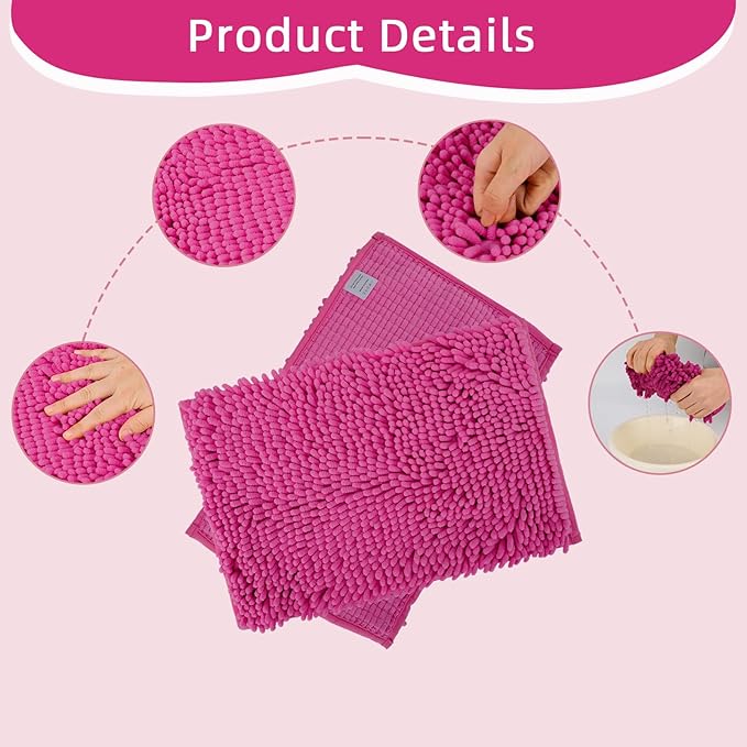 Locker Rug school girl rugs Carpet Chenille 100% Microfiber Locker Carpet with Non Skid Backing Locker Decorations (Rose Red, 11.5X17.5)