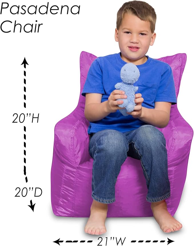 Posh Creations Bean Bag Structured Seat for Toddlers and Kids, Comfy Chair for Children, Pasadena, Purple