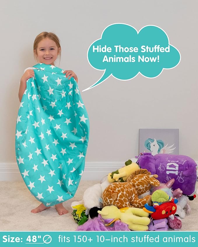 Aubliss Stuffed Animal Bean Bag Storage Chair (Aqua Star, X-Large (48''))