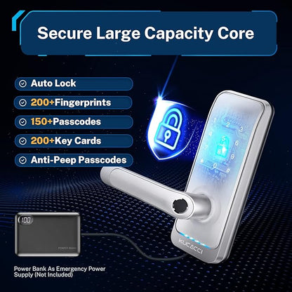 Keypad Smart Door Lock with Handle: Kucacci Keyless Entry Smart Lock for Front Door - Electronic Code for Exterior Door - Retrofit Knob Deadbolt Lock(Silver)
