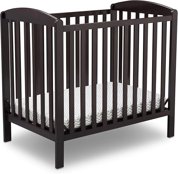 Delta Children Emery Mini Convertible Baby Crib with 2.75-inch Mattress, Dark Chocolate