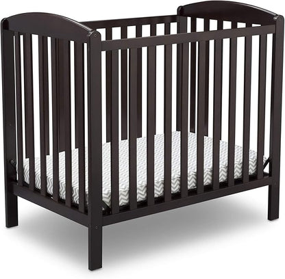 Delta Children Emery Mini Convertible Baby Crib with 2.75-inch Mattress, Dark Chocolate