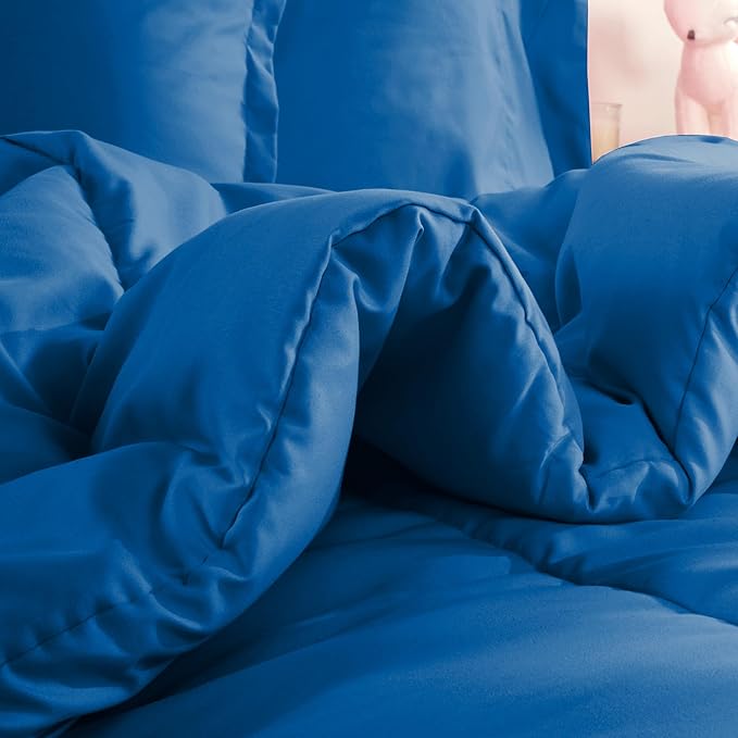 SLEEP ZONE Kids Twin Bedding Comforter Set - Super Cute & Soft Kids Bedding 5 Pieces Set with Comforter, Sheet, Pillowcase & Sham (Blue)