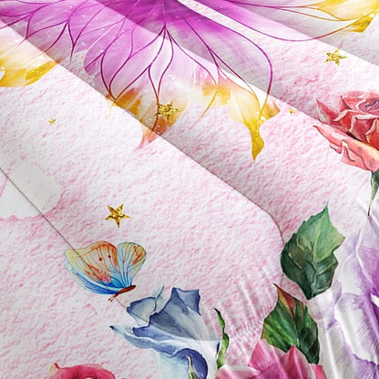 Butterfly Comforter Set for Girls Kids Adults Butterfly Rose Bedding Set Aesthetics Butterflies Quilt Duvet Set Twin Size with 1 Comforter and 2 Pillowcases
