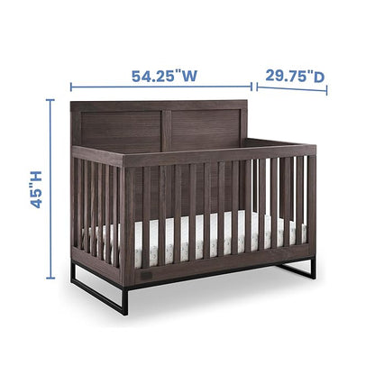 Simmons Kids Foundry 6-in-1 Convertible Baby Crib, Rustic Grey with Matte Black
