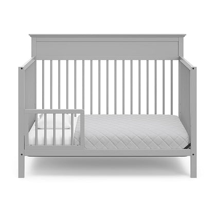 Storkcraft Carmel 5-in-1 Convertible Crib (Pebble Gray) - GREENGUARD Gold Certified, Converts to Toddler Bed & Full-Size Bed, Fits Standard Full-Size Crib Mattress, 4 Adjustable Mattress Heights