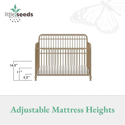 Little Seeds Ivy 3-in-1 Convertible Metal Crib, JMPA Certified, Gold