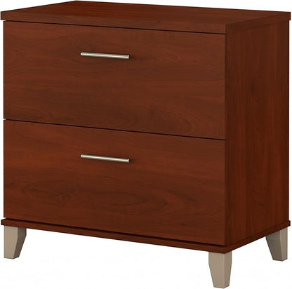 Bush Furniture Somerset 2 Drawer Lateral File Cabinet | Letter, Legal, and A4-size Document Storage for Home Office, 30W x 17D x 29H, Hansen Cherry