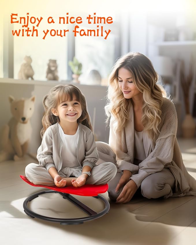 Spinning Chair for Kids Sensory, Kids Swivel Chair, Sit and Spin with Autism Spin Sensory Chair Improving Physical Coordination Red Non-Slip Metal Base for Child Aged 3+