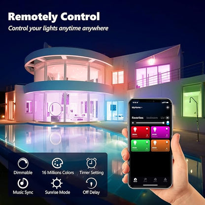 Smart Light Bulbs 4Pack, WiFi & Bluetooth 5.0, App Control, Color Changing LED Bulb, A19 E26 800LM Dimmable RGB Lights, 2700~6500K, Smart Home Lighting Works with Alexa Google Assistant