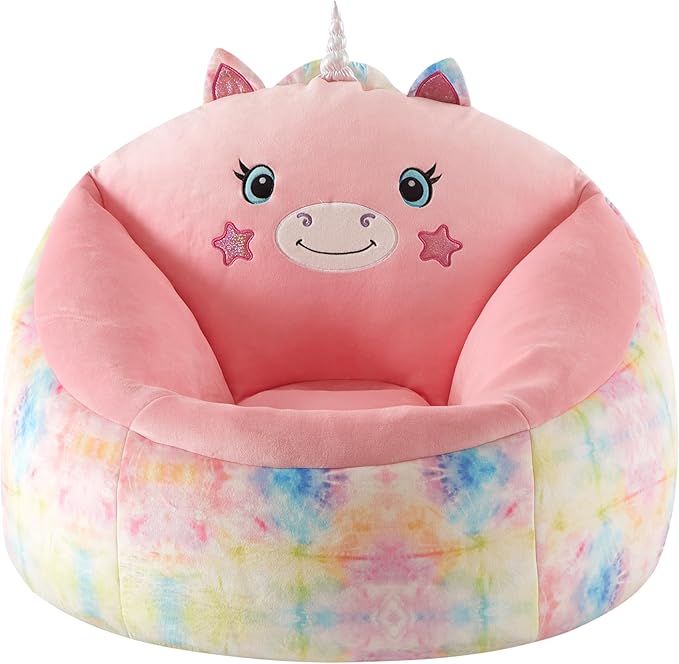 Heritage Kids Micromink Squishy Bean Bag Chair for Kids Ages 3+, Figural Unicorn