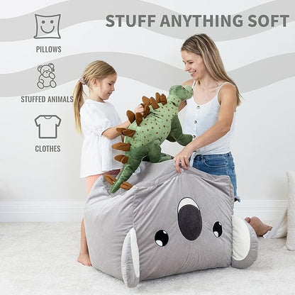 Aubliss Stuffed Animal Storage Bean Bag Chairs for Kids, Velvet Extra Soft Beanbag Chair Cover, X-Large Stuffable Zipper Bean Bag for Organizing Plush Toys Boys Girls, Koala