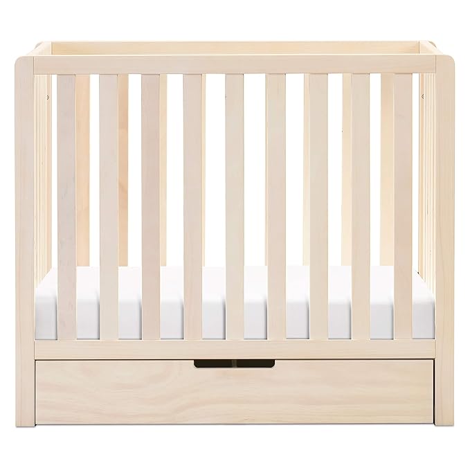 Carter's by DaVinci Colby 4-in-1 Convertible Mini Crib with Trundle Drawer in Washed Natural, Greenguard Gold Certified, Undercrib Storage