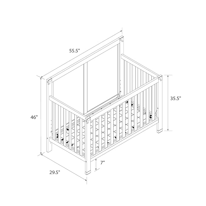 Baby Relax Miles 5-in-1 Convertible Crib for Nursery, Soft Gray