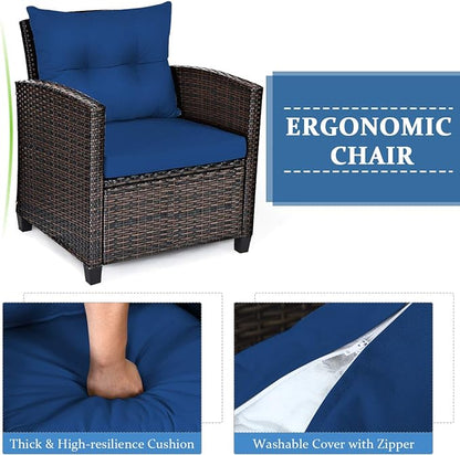 3 PCS Patio Furniture Set, OneSize, Navy
