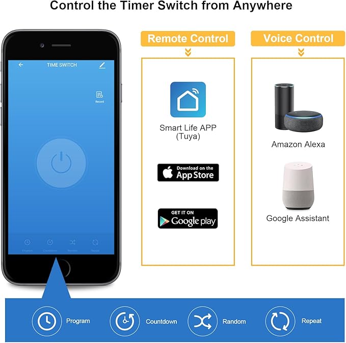 SURAIELEC WiFi Pool Timer, 40 AMP, 1HP 120V, 2HP 240V, Outdoor Indoor Smart Switch, Heavy Duty Pool Controller Light Timer Box for Pump, Water Heater, Spa, Powerful Electrical Appliances