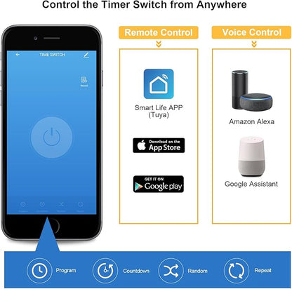 SURAIELEC WiFi Pool Timer, 40 AMP, 1HP 120V, 2HP 240V, Outdoor Indoor Smart Switch, Heavy Duty Pool Controller Light Timer Box for Pump, Water Heater, Spa, Powerful Electrical Appliances