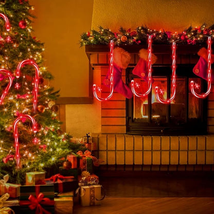 AOSEA Christmas Candy Cane Lights, Upgraded 80 Red LEDs Christmas Decorations Outdoor&Indoor, 10 Pack Waterproof Christmas Lights with 8 Lighting Modes for Pathway, Yard, Walkway, Lawn, Garden Decor